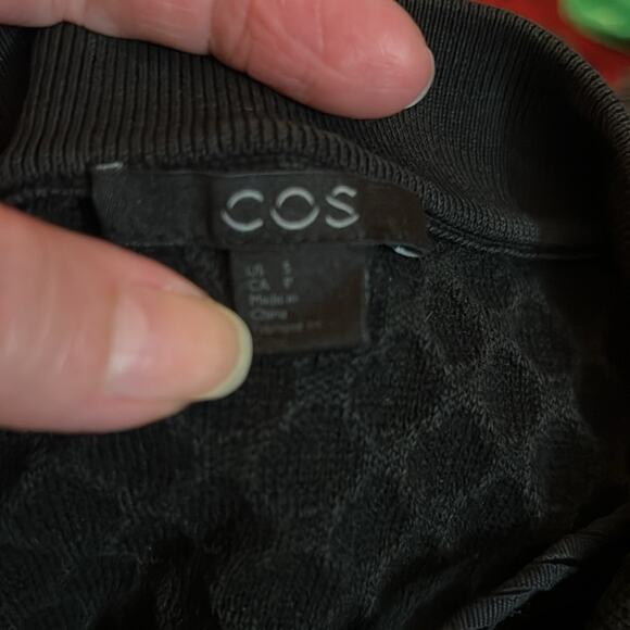 COS Black Textured Knit Longline Cardigan - Picture 7 of 8